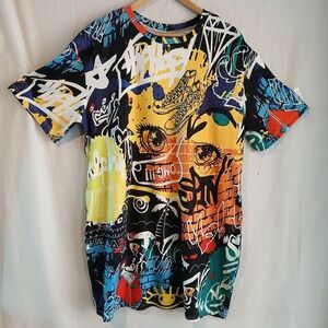 Shein Curve‎ EZ Wear Tshirt Abstract Fun Fashion Dress Size 1X Graffiti
